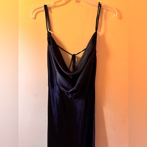 NWT Black Satin Formal Open Back Maxi Cocktail Dress Size XL - Picture 5 of 6